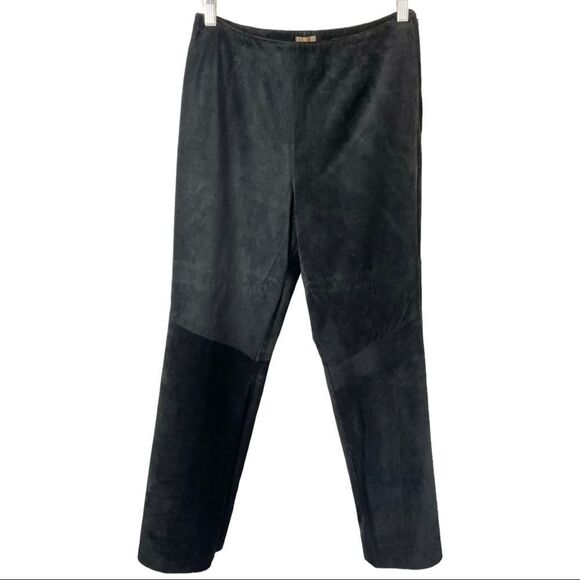 DANIER Black Suede Straight Fit Y2K Pants Size 8 - Picture 2 of 5